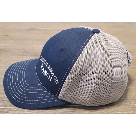 Saddleback Ranch Trucker Hat Steamboat Springs Colorado Snapback Cap Blue & Tan - Picture 2 of 5
